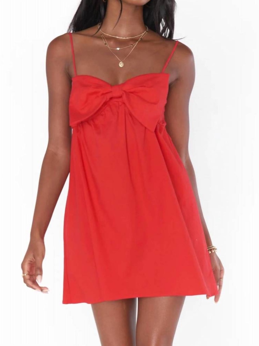 Show Me Your Mumu Best Bow Mini Dress Red Revolve Babydoll Cocktail Holiday - M